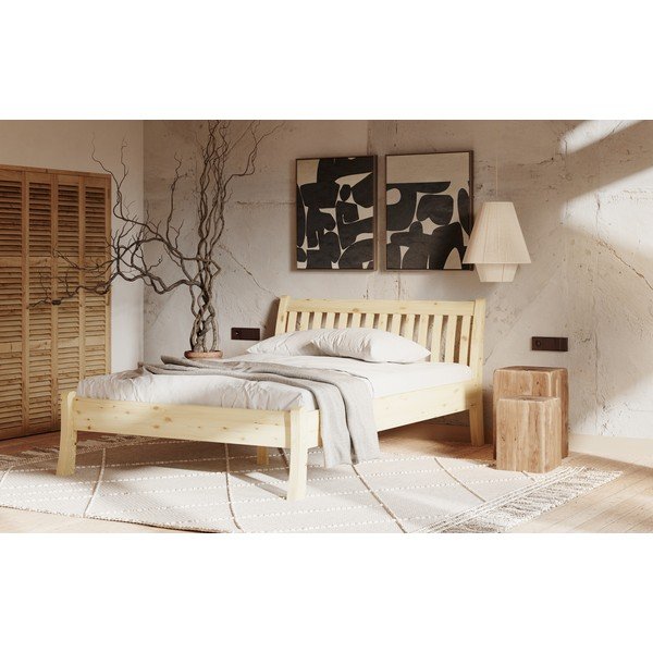 Iš pušies masyvo viengulė lova natūralios spalvos 90x200 cm Tonja – Olivia Living-image-4