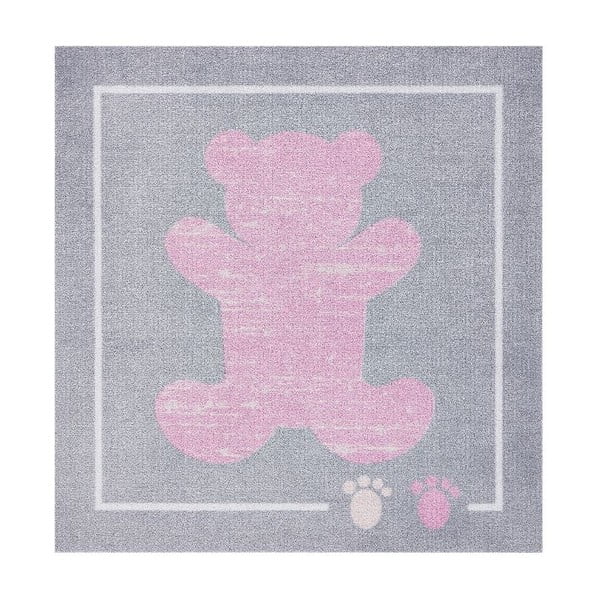 Vaikiškas rausvai pilkas kilimas "Zala Living Teddy", 100 x 100 cm
