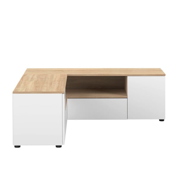 TV spintelė baltos spalvos/natūralios spalvos iš ąžuolo 130x46 cm Angle – TemaHome-image-2