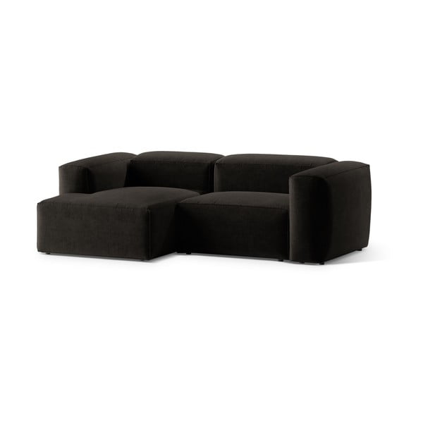 Juodos spalvos kampinė sofa (su kairiuoju kampu/su gultu) Bergamo – Cosmopolitan Design-image-2