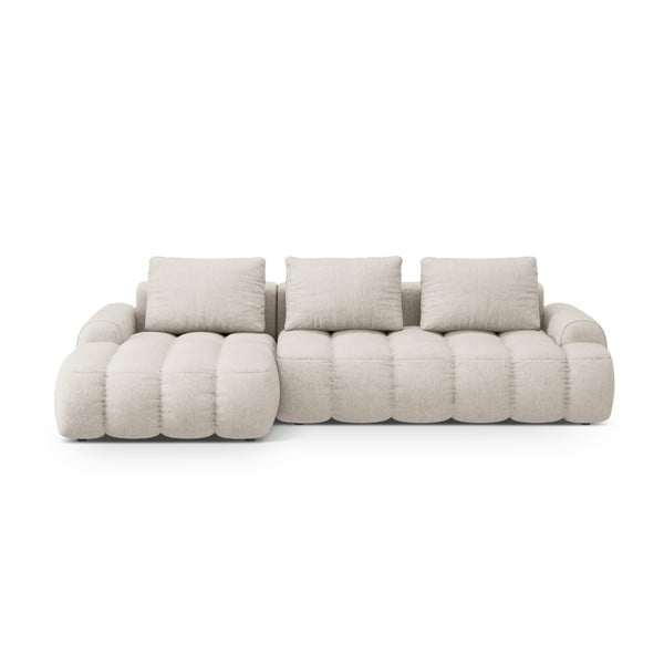 Smėlio spalvos sulankstoma/su sandėliavimo vieta kampinė sofa (su kairiuoju kampu/su gultu) Linz – Cosmopolitan Design