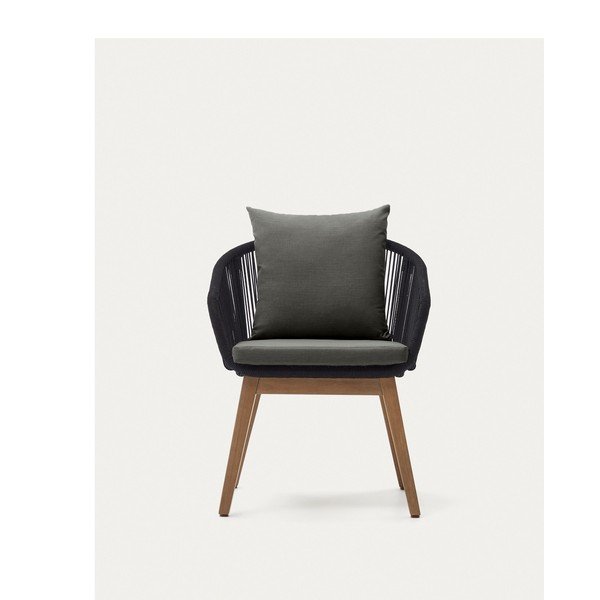 Juodos spalvos medžio masyvo sodo krėslas Portalo – Kave Home-image-4