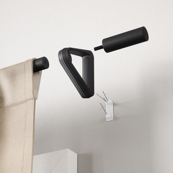 Matinės juodos spalvos iš plieno išplečiamas užuolaidos strypas 107 - 305 cm Trinity – Umbra-image-4