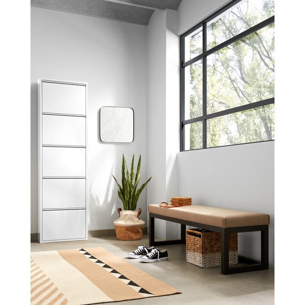 Baltos spalvos iš metalo atlenkiama spintelė batams 50x169x15 cm Ode – Kave Home-image-3