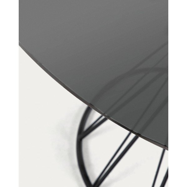 Apvalios formos valgomojo stalas juodos spalvos su stikliniu stalviršiu ø 120 cm Niut – Kave Home-image-2