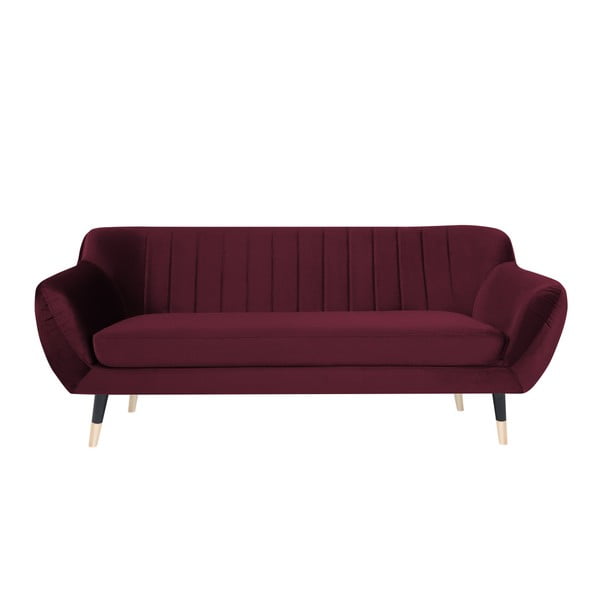 Vyno raudonos spalvos sofa su juodomis kojomis Mazzini Sofas Benito, 188 cm