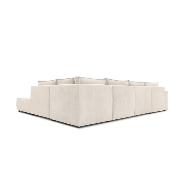 Kampinė sofa kreminės spalvos iš kordinio velveto (su dešiniuoju kampu/„U“ formos) Nihad modular – Bobochic Paris-image-4