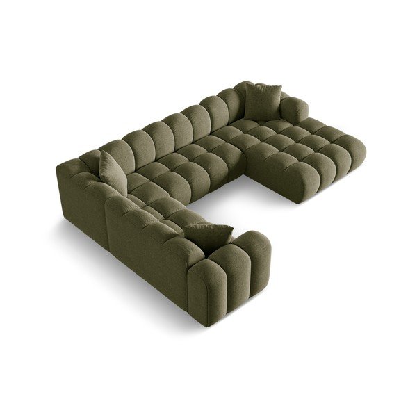 Žalios spalvos iš šenilinio audinio kampinė sofa (su kairiuoju kampu/„U“ formos) Treno – Cosmopolitan Design-image-2