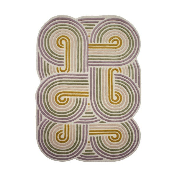 Rankų darbo žalios spalvos iš vilnos kilimas 140x200 cm Spiral Shaped  – Flair Rugs