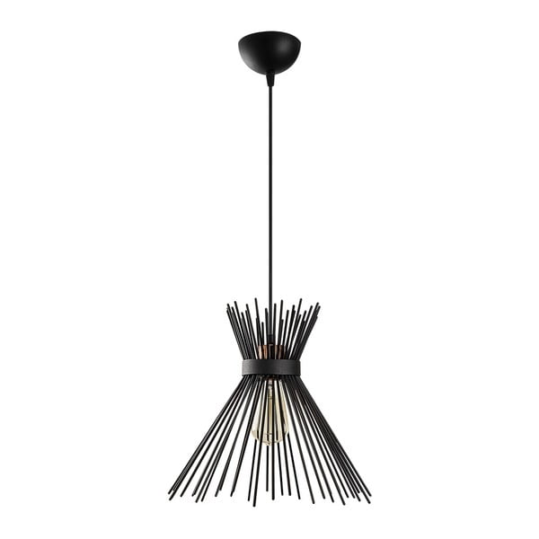 Juodos spalvos kabantis šviestuvas ø 34 cm su metaliniu gaubtu Kirpi – Opviq lights-image-3
