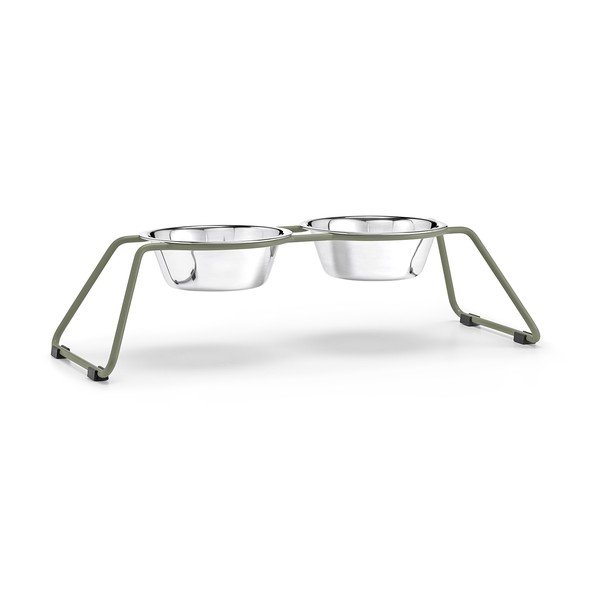 Iš nerūdijančio plieno dubenėlių komplektas su stovu šuniui Cena Grollive M – MiaCara