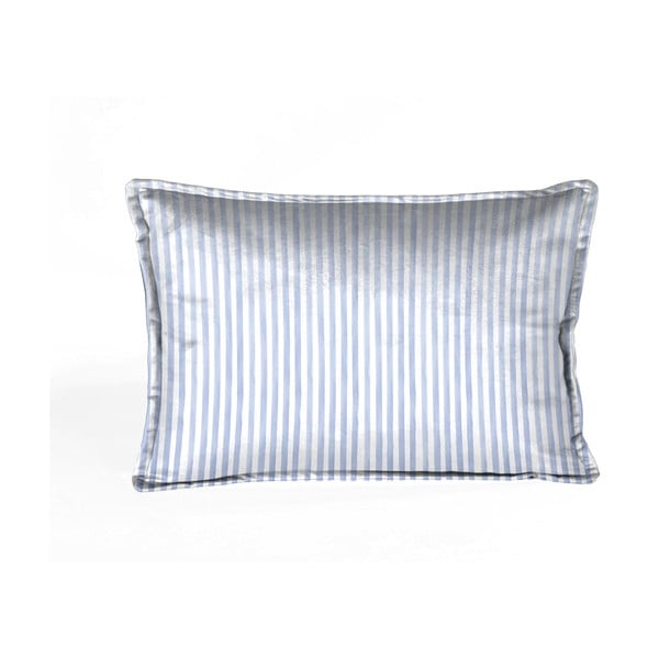 Balta aksominė pagalvėlė su mėlynomis juostelėmis Velvet Atelier pižama, 50 x 35 cm