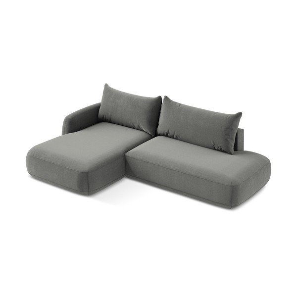 Pilkos spalvos sulankstoma kampinė sofa (su kairiuoju kampu/su gultu) Hale – Makamii-image-4