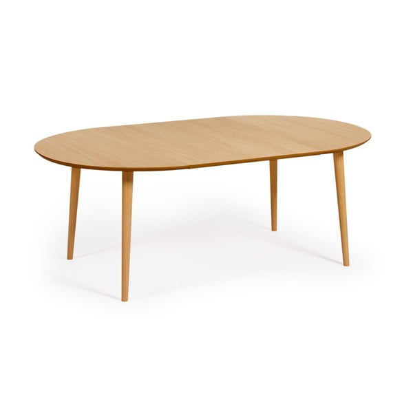 Prailginamas valgomojo stalas natūralios spalvos iš ąžuolo ø 120 cm Oqui – Kave Home-image-3