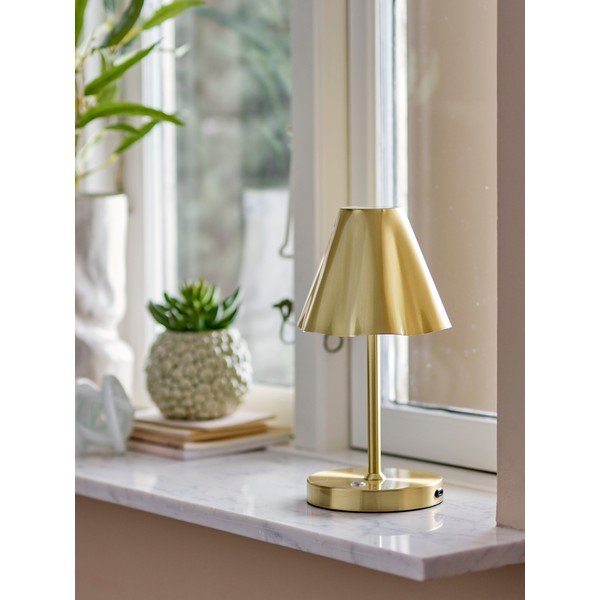 Žalvario spalvos stalinis šviestuvas LED (aukštis 28 cm) su metaliniu gaubtu Lianna – Bloomingville-image-1