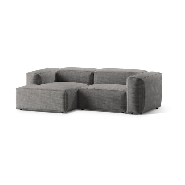 Šviesiai pilkos spalvos iš kordinio velveto kampinė sofa (su kairiuoju kampu/su gultu) Bergamo – Cosmopolitan Design-image-2