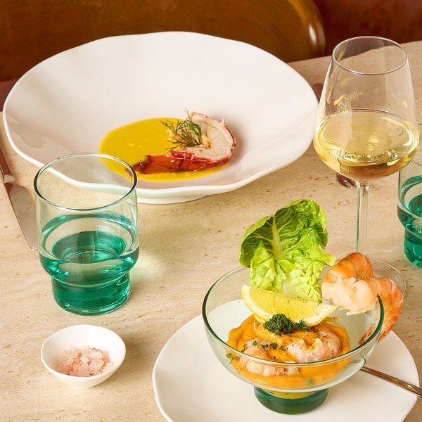 Skirta ledams žalios spalvos iš perdirbto stiklo žema taurė 6 vnt. 400 ml Revera – BonBistro-image-4