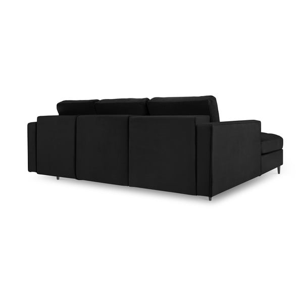 Juoda aksominė kampinė sofa-lova Milo Casa Santo, kampas kairėje-image-4