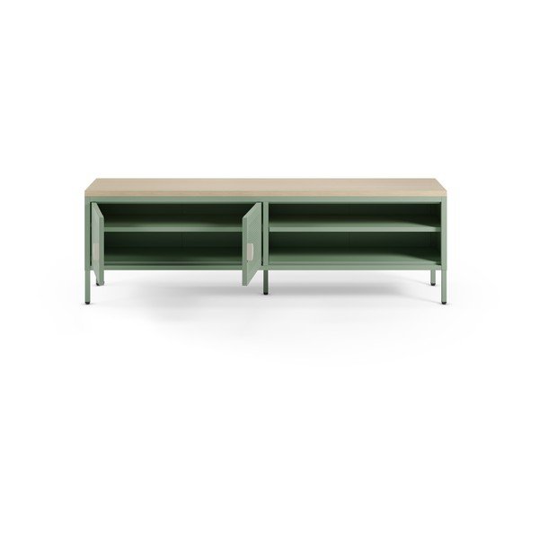 Mėtų spalvos/natūralios spalvos iš metalo TV spintelė 160x50x35 cm Sayla – Marckeric-image-2