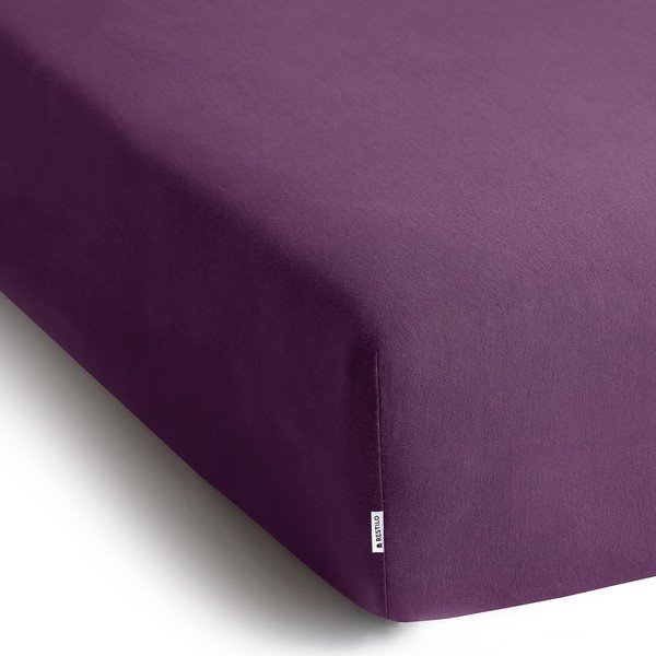Violetinės spalvos iš Jersey audinio paklodė su guma 220x200 cm Amber – Restilo-image-2