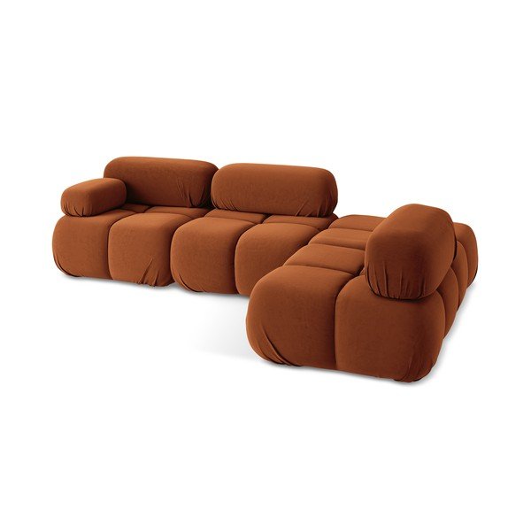 Oranžinės spalvos iš velveto modulinė kampinė sofa (su dešiniuoju kampu) Lokua – Makamii-image-4