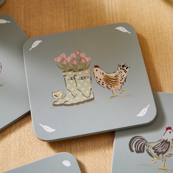 Pilkos spalvos iš kamščio padėkliukai 4 vnt. Hen House Lane – Cooksmart ®-image-2