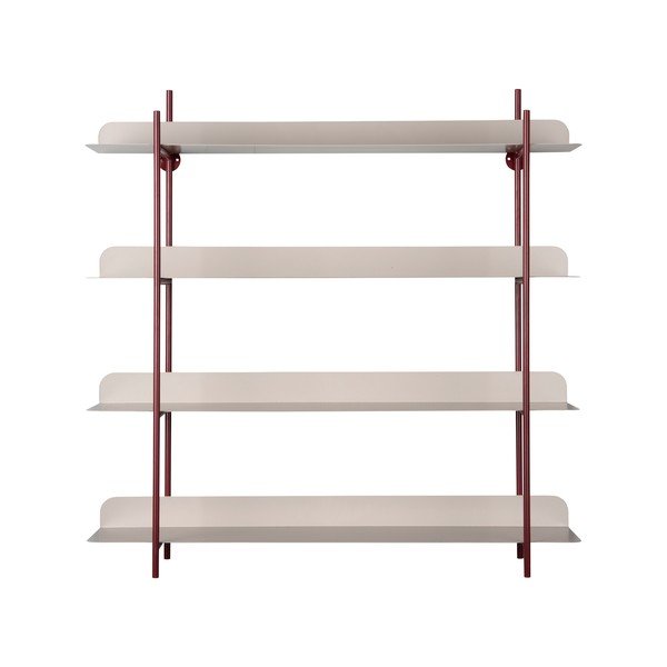 Bordo spalvos/pilkos spalvos iš metalo kelių aukštų sieninė lentyna 60 cm Reina Cuatro – PT LIVING-image-2