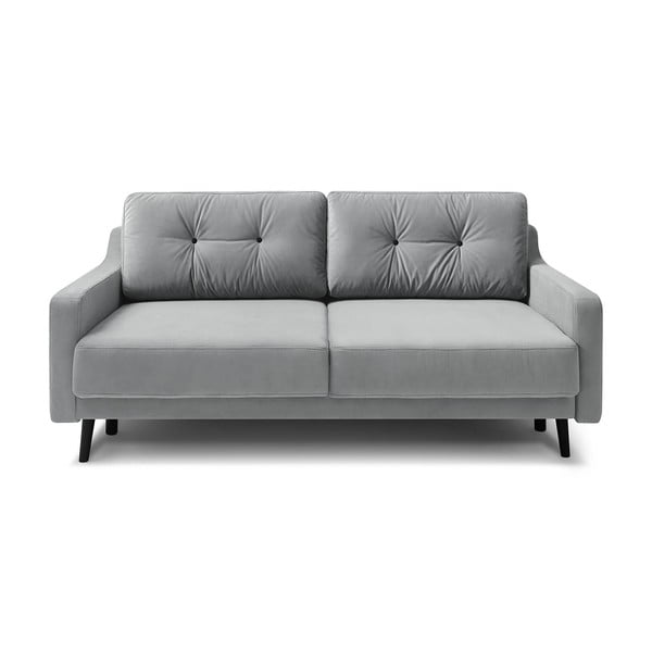 Šviesiai pilka aksominė sofa-lova "Bobochic Paris Torp