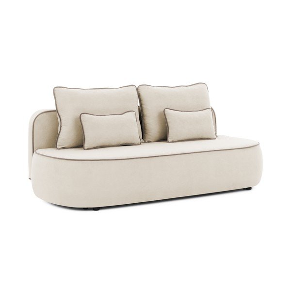 Smėlio spalvos/taupe spalvos sulankstoma/su sandėliavimo vieta sofa iš velveto 210 cm Saga – Ropez
