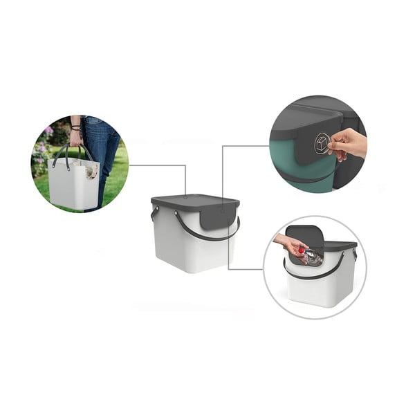 Baltas kompostuojamų atliekų konteineris 40 L Albula - Rotho-image-3