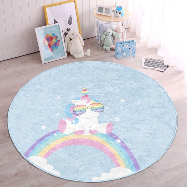 Vaikiškas kilimas šviesiai mėlynos spalvos ø 80 cm Comfort – Mila Home-image-2