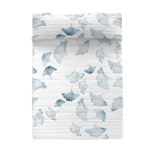 Dygsniuota lovatiesė iš medvilnės baltos spalvos/mėlynos spalvos 180x260 cm Ginkgo – Blanc