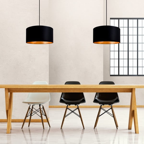 Juodas dviejų šakų pakabinamas šviestuvas su auksiniu vidumi Sotto Luce Mika, ⌀ 36 cm-image-1