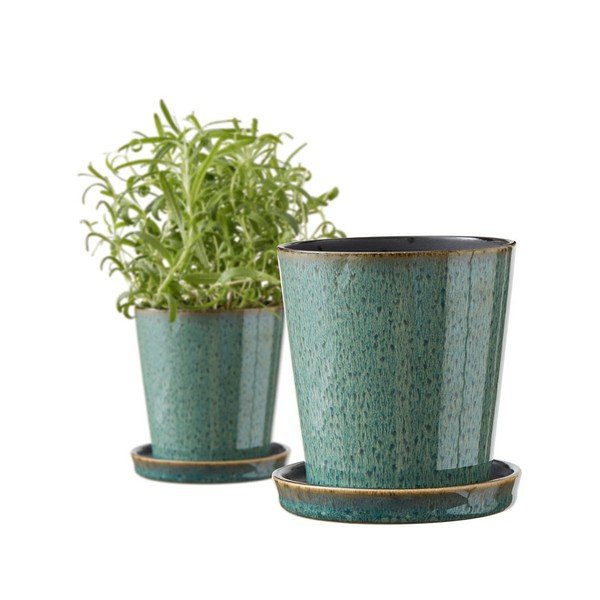 Iš molio gėlių vazono dangtelis ø 10 cm Gastro Green/Black – Bitz-image-3