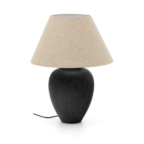 Stalinis šviestuvas juodos spalvos/smėlio spalvos (aukštis 60 cm) su tekstiliniu gaubtu Mercadal – Kave Home