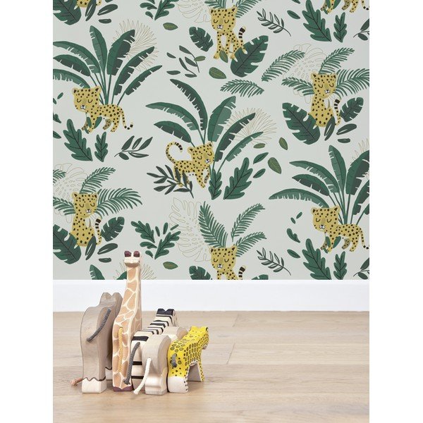 Vaikiški tapetai 10 m x 50 cm Cheetah & Tropical Leaves – Lilipinso-image-1