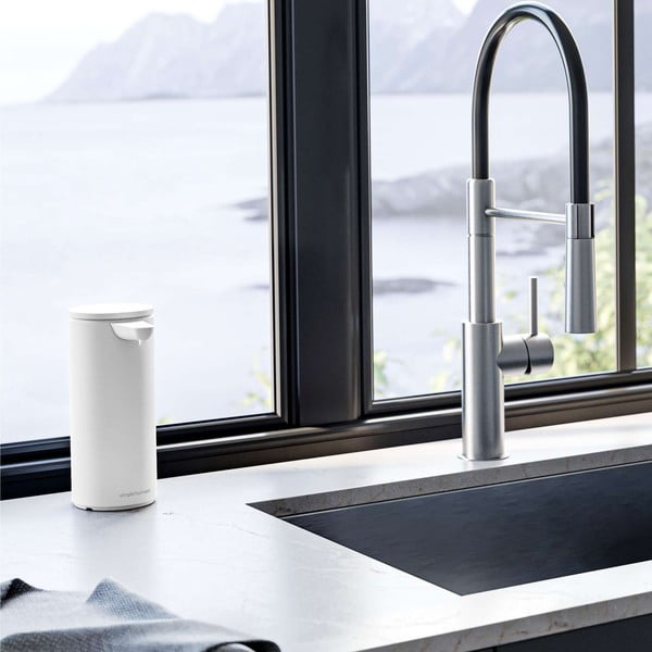 Automatinis iš metalo muilo dozatorius baltos spalvos 414 ml – simplehuman-image-1