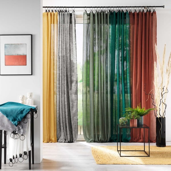 Permatoma užuolaida geltonos spalvos 140x240 cm Linka – douceur d'intérieur-image-3