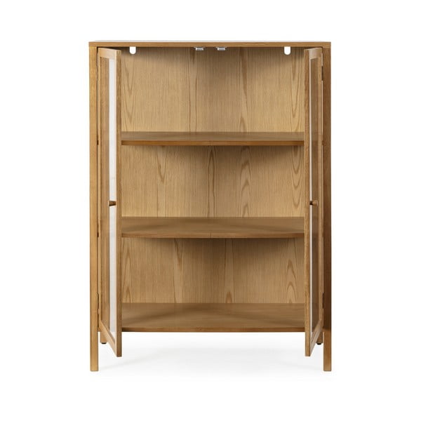 Natūralios spalvos vitrina iš ąžuolo 90x126x40 cm Ceci – MOME-image-4