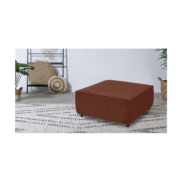 Modulinė taburetė raudonos plytų spalvos iš kordinio velveto Nihad modular – Bobochic Paris-image-1