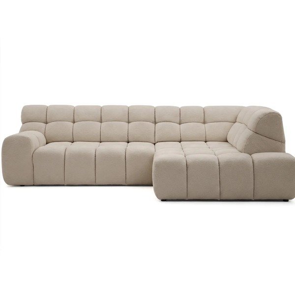 Smėlio spalvos sulankstoma/ar elektrisko sēdekļa regulēšanu kampinė sofa (su dešiniuoju kampu/„L“ formos) Andre – Bobochic Paris