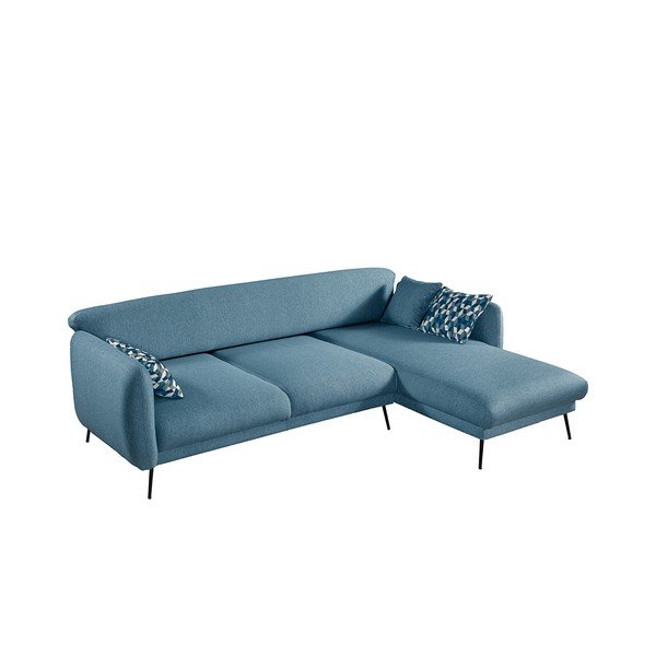 Mėlyna išskleidžiama kampinė sofa Pandia Home Madrid, dešinysis kampas-image-1
