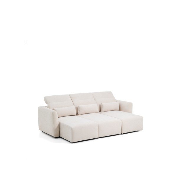 Smėlio spalvos reguliuojama/sulankstoma sofa iš šenilinio audinio su gultu 255 cm Lares – Kave Home-image-4