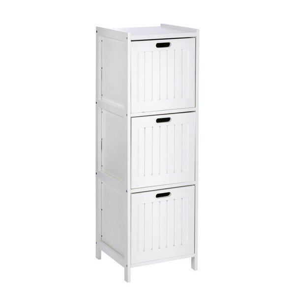 Balta medinė vonios kambario spintelė su 3 stalčiais Wenko Oslo-image-1