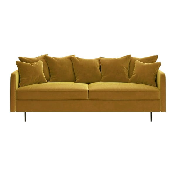 Geltonos spalvos aksominė sofa Ghado Esme, 214 cm
