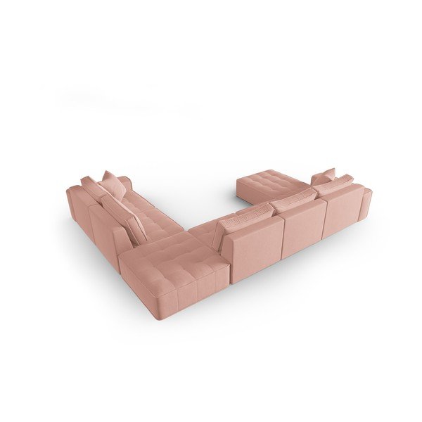 Kampinė sofa rožinės spalvos (su dešiniuoju kampu) Mike – Micadoni Home-image-3