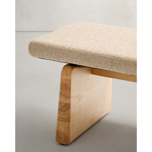 Smėlio spalvos/natūralios spalvos iš šenilinio audinio suolas Topaz – Kave Home-image-4