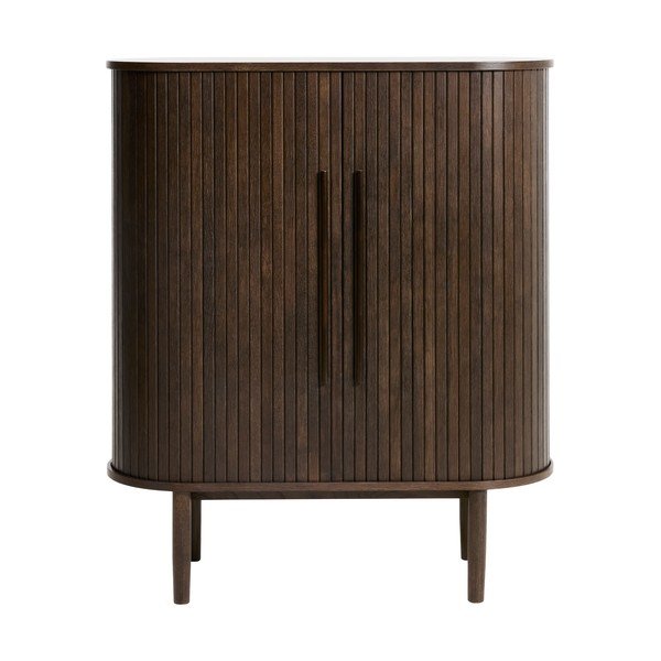 Tamsios natūralios spalvos spintelė iš ąžuolo su stumdomomis durimis 100x118x40 cm Meta – Unique Furniture-image-2