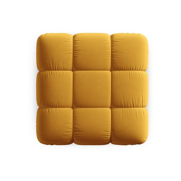 Modulinė taburetė geltonos spalvos iš velveto Bellis – Micadoni Home-image-4