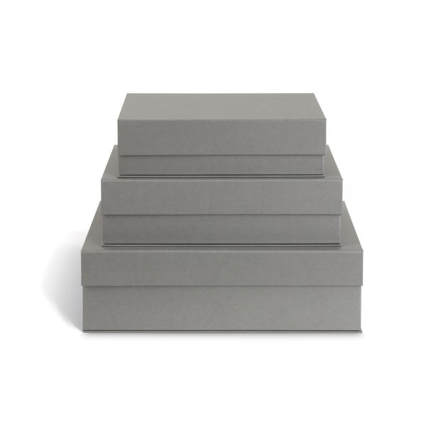 Pilkos spalvos iš kartono daiktadėžės su dangčiu 3 vnt. 42,5x29,5x13 cm Kian Paper Laminate – Bigso-image-4